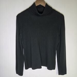 Anna Laura Dark Green Turtleneck Sweater Merino Wool Size Medium (Flaw)